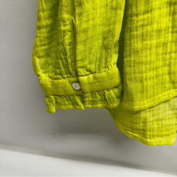 Soft Surroundings Neon Yellow Gauze Crochet Back Top size L nwt - Picture 6 of 10